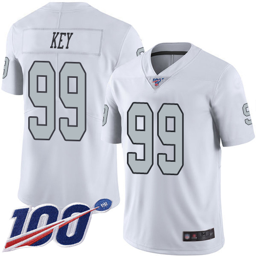 Men Oakland Raiders Limited White Arden Key Jersey NFL Football #99 100th Season Rush Vapor Untouchable Jersey